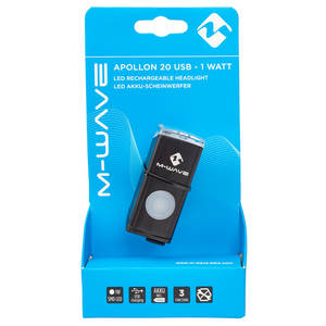 M-WAVE Apollon 20 USB Luce frontale a batteria ricaricabile