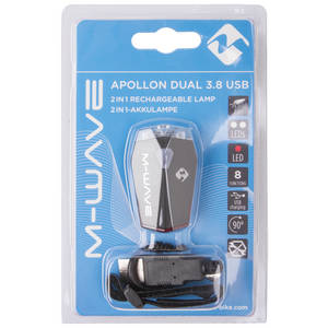 M-WAVE Apollon Dual 3.8 USB Luce frontale a batteria ricaricabile