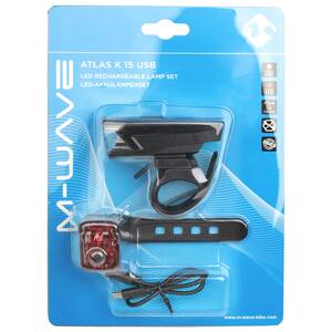 M-WAVE Atlas K 15 USB Rechargeable battery lighting set
