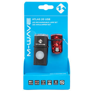 M-WAVE Atlas 20 USB Rechargeable battery lighting set