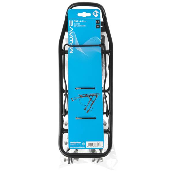 M-Wave Porte-Bagages One-4-All – Aluminium, Réglable 20 à 29 Pouces, Réflecteur Inclus, Kit Montage Inox – Noir